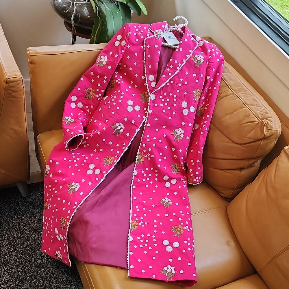 Pink Floral Long Coat - Picture 2 of 13
